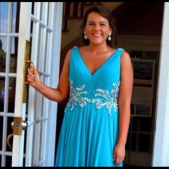 Jovani Teal Prom | Dress Size 12 | Worn Once | Dry Cleaned | Perfect Condition - Picture 2 of 7